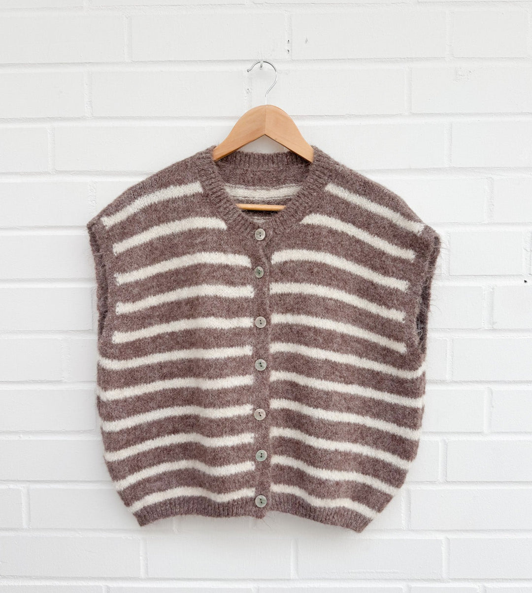 STREIFEN STRICKWESTE - braun