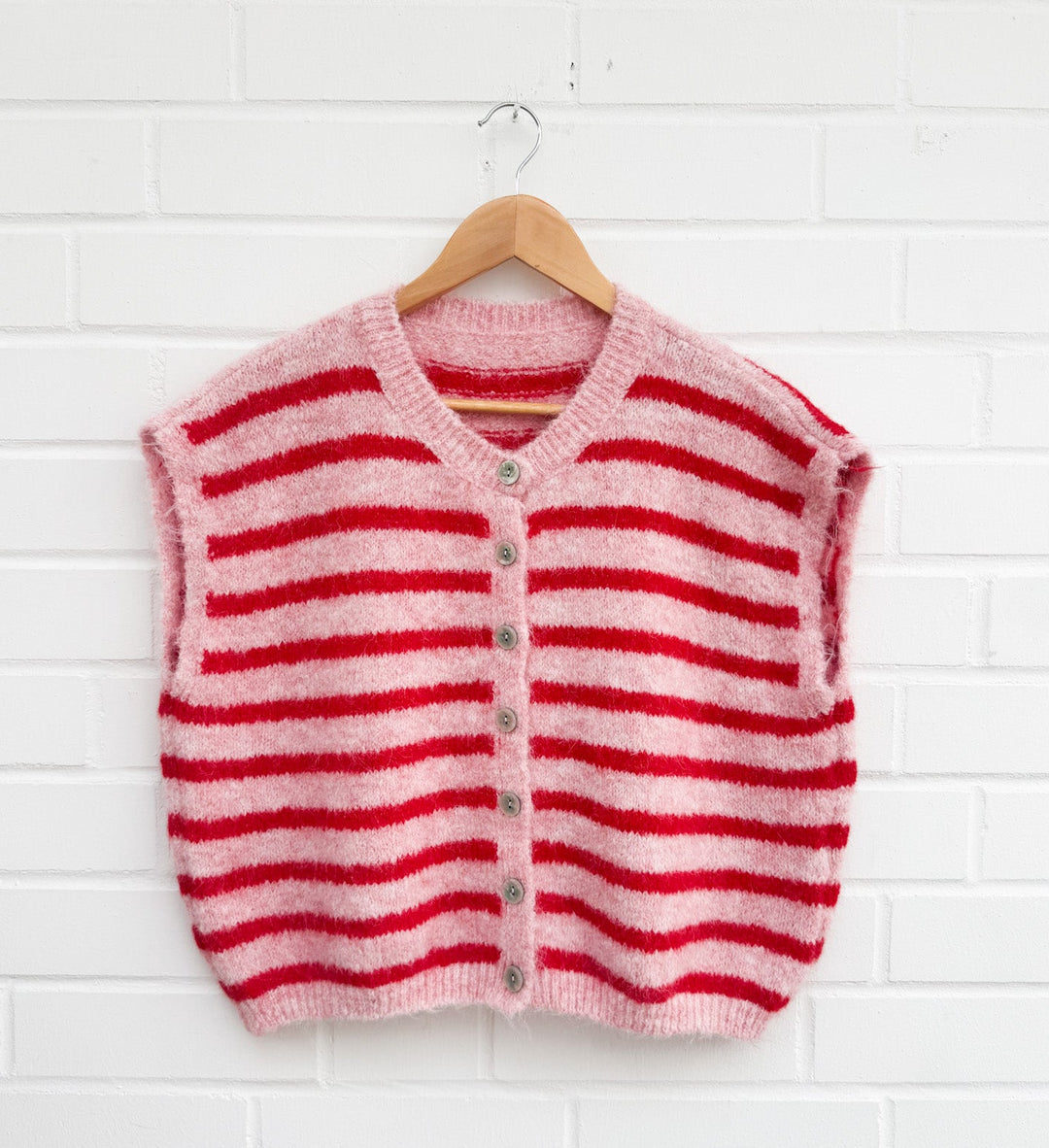 STREIFEN STRICKWESTE - rot