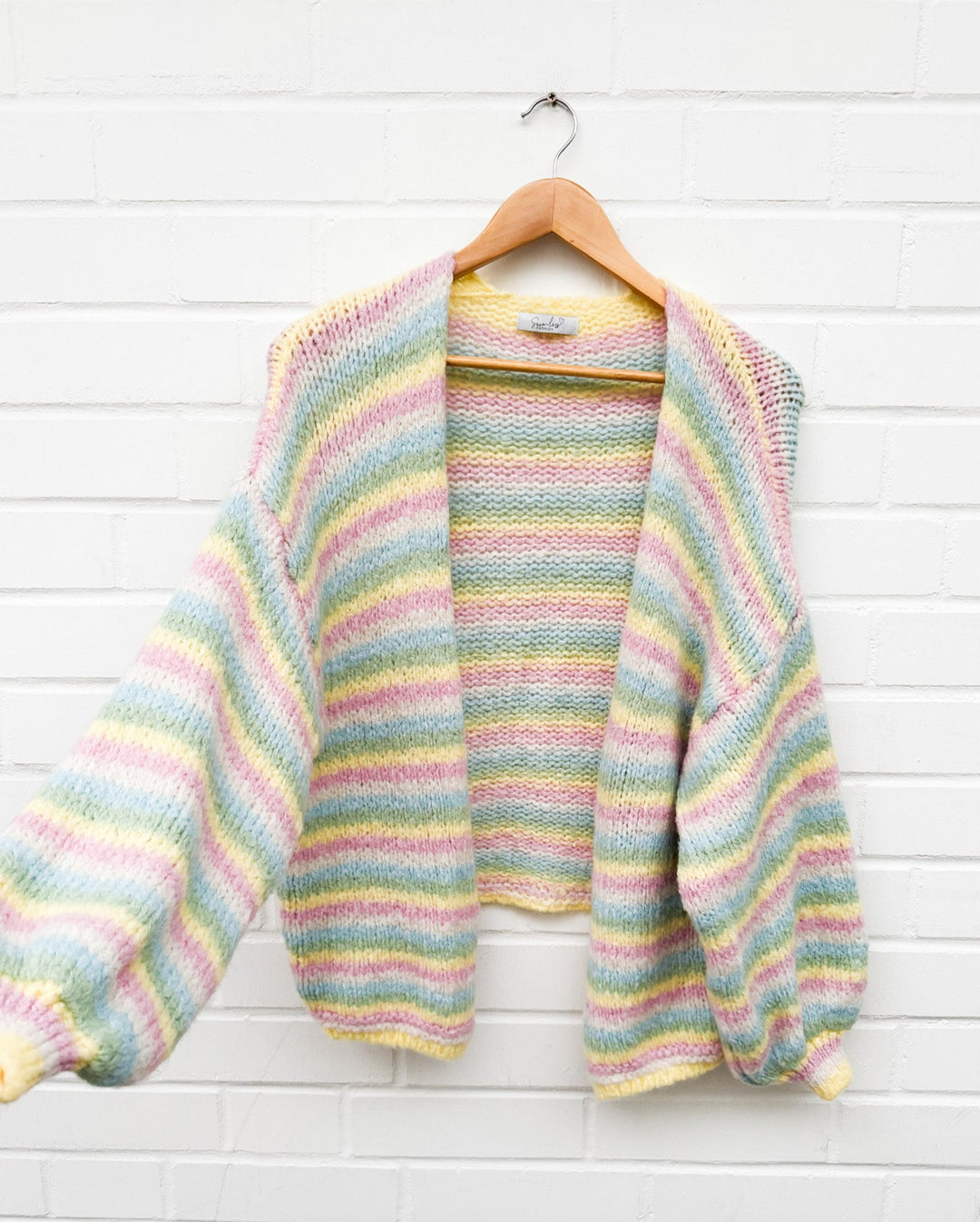 OVERSIZE STREIFEN CARDIGAN - gelb rosa