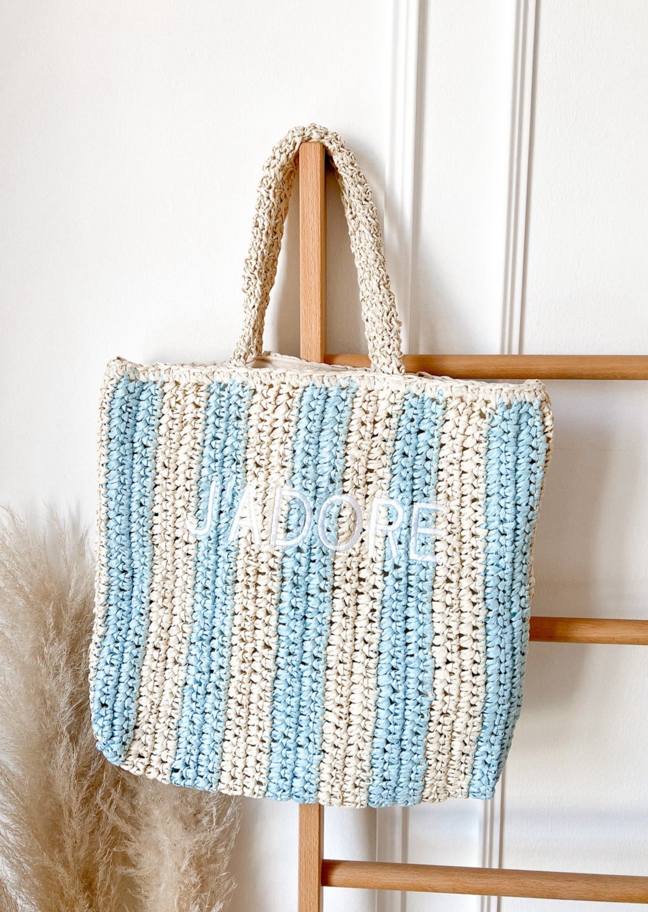 STRIPE STATEMENT BASTTASCHE- hellblau