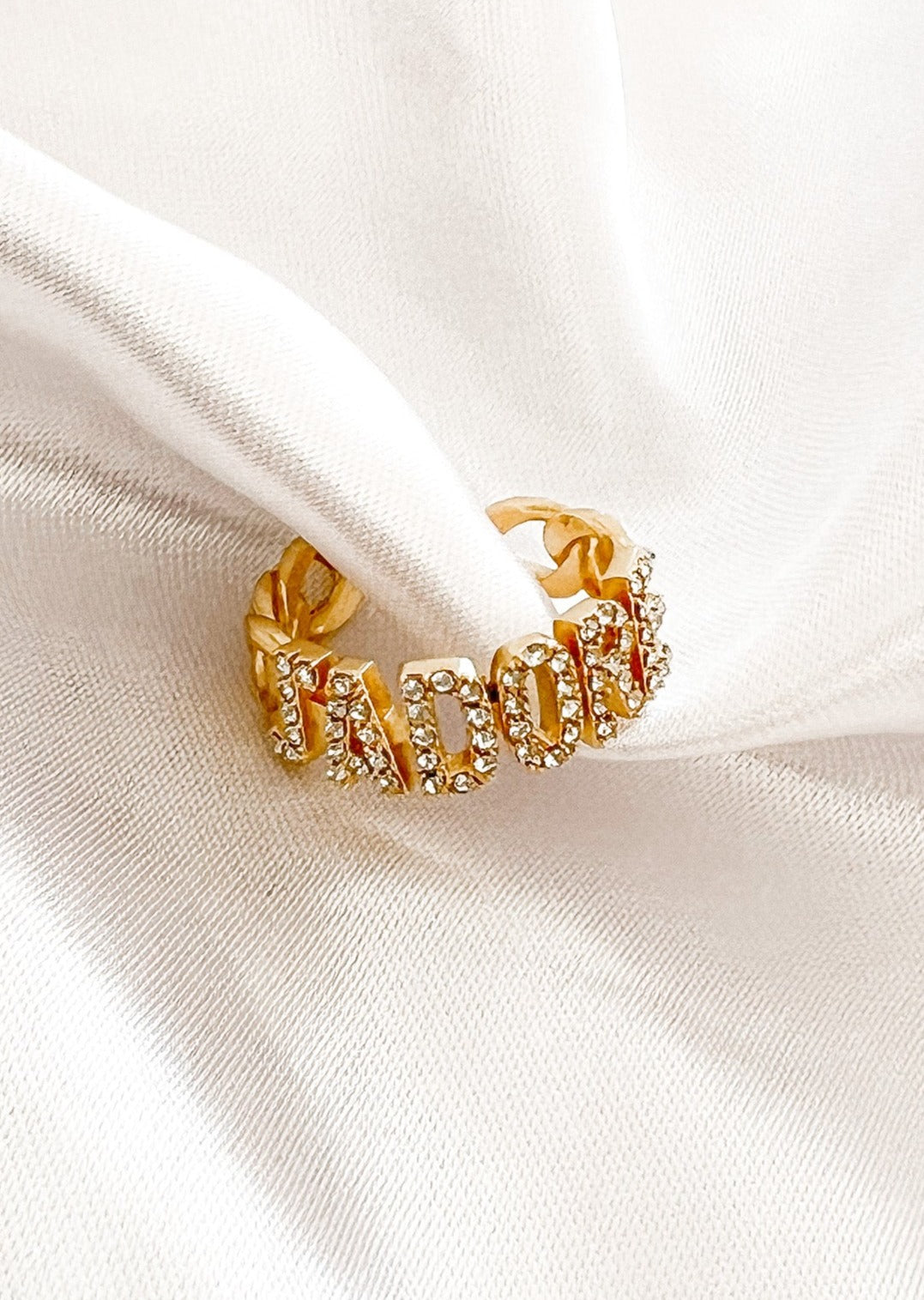 STATEMENT STRASS RING- 14k vergoldet