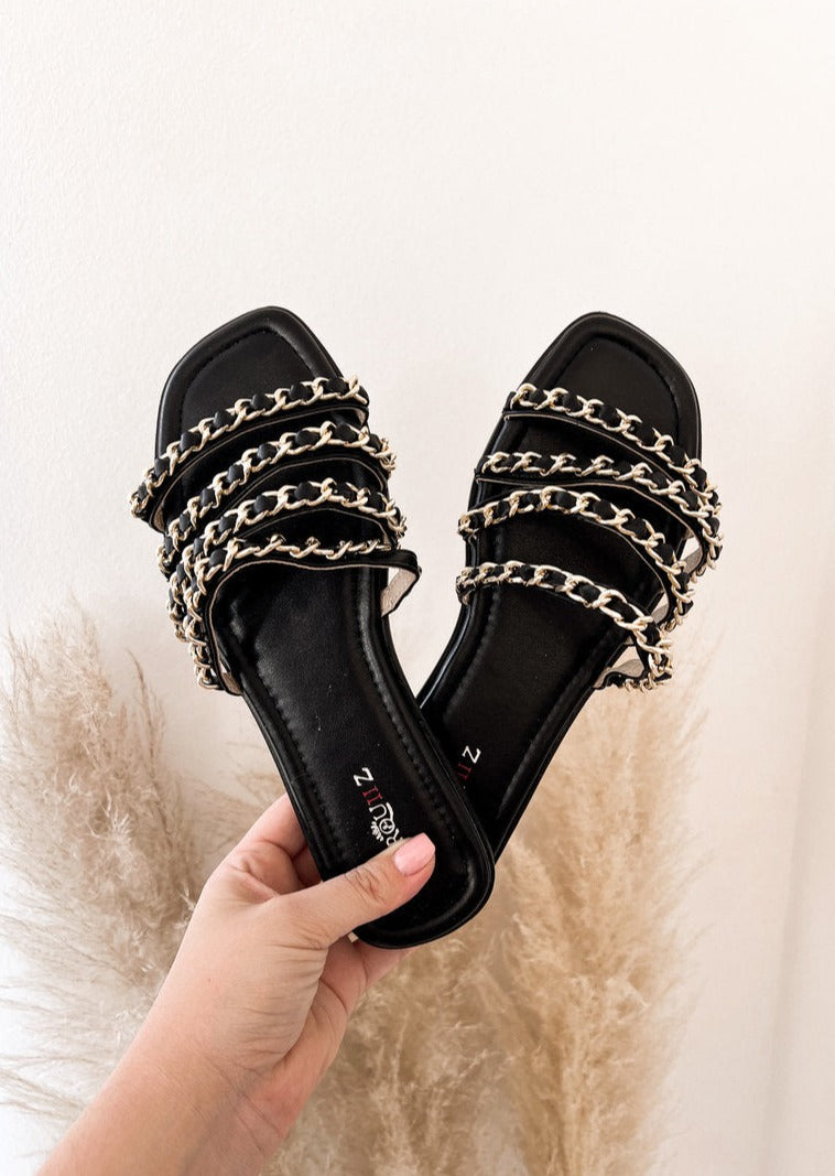 CHAIN PANTOLETTE- schwarz