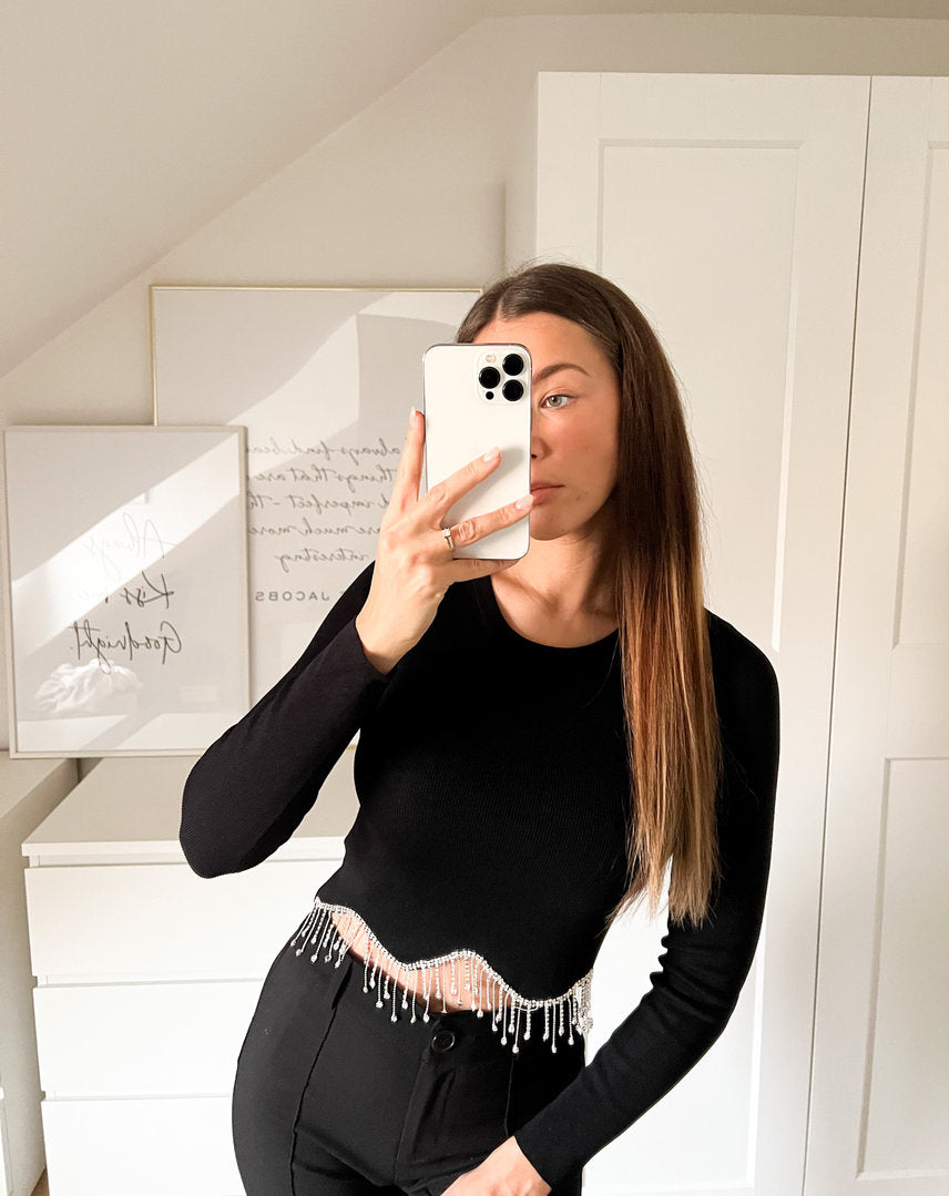 STRASS CROP SHIRT- versch. Farben