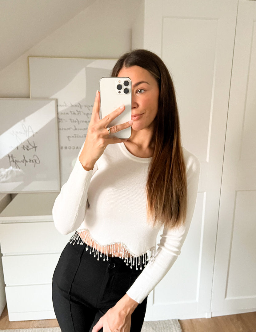 STRASS CROP SHIRT- versch. Farben