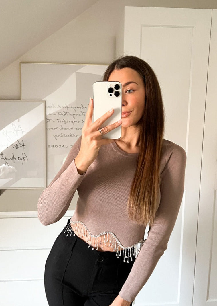 STRASS CROP SHIRT- versch. Farben
