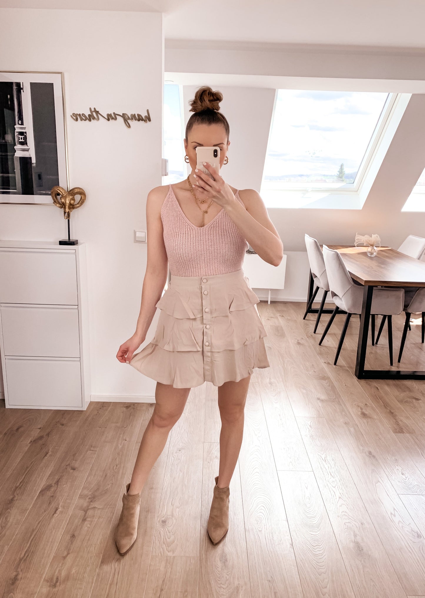 UNI VOLANTROCK- beige-NUR NOCH GR L