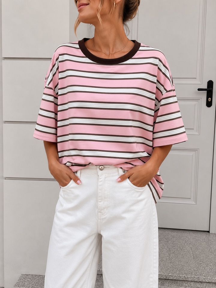 OVERSIZE STREIFEN T-SHIRT MOM - versch. Farben