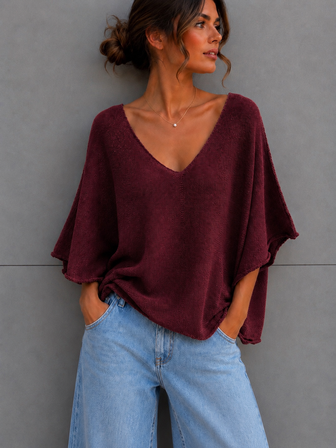 LEICHTES KURZARM STRICKSHIRT EVI - versch. Farben