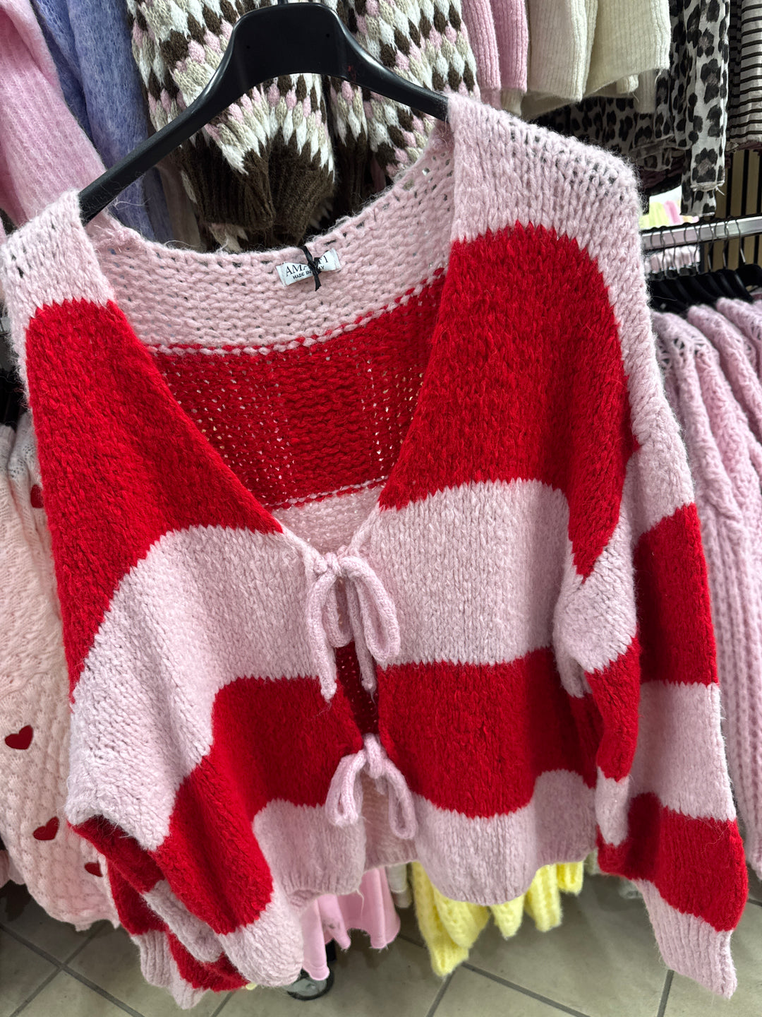 STREIFEN SCHLEIFEN STRICKJACKE - versch. Farben