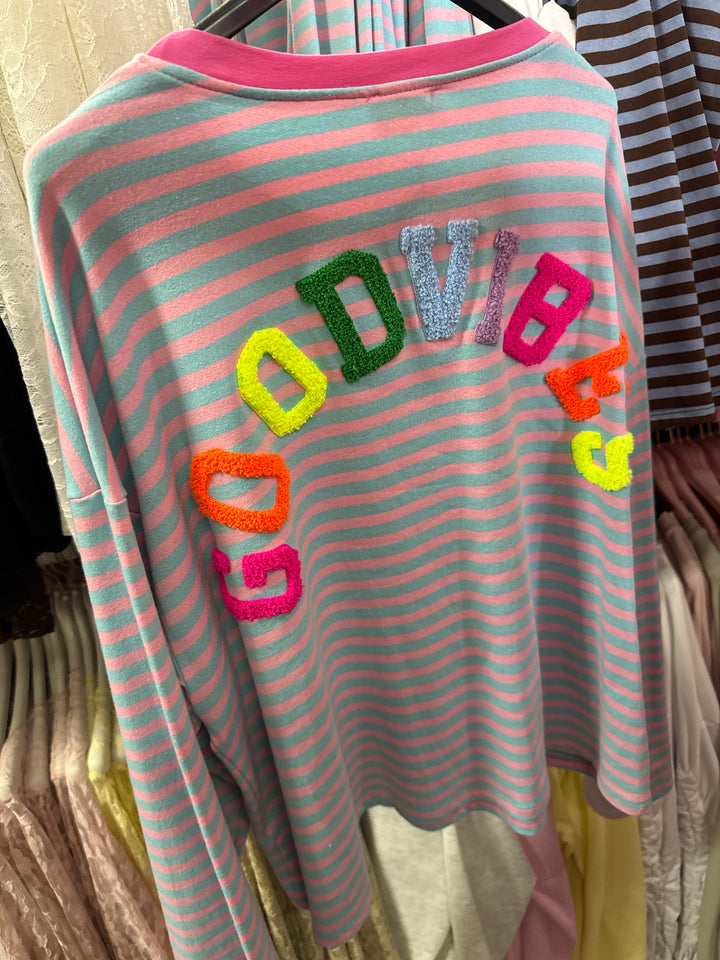 STREIFEN SWEATSHIRT GOOD VIBES - versch. Farben