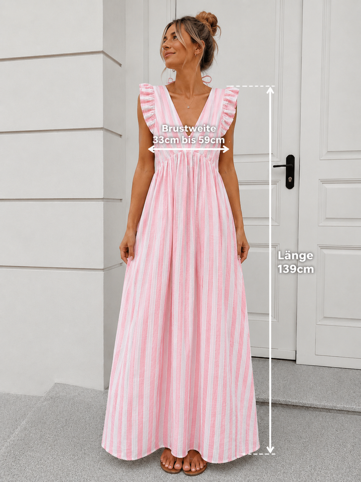 STREIFEN MUSSELIN KLEID - rosa