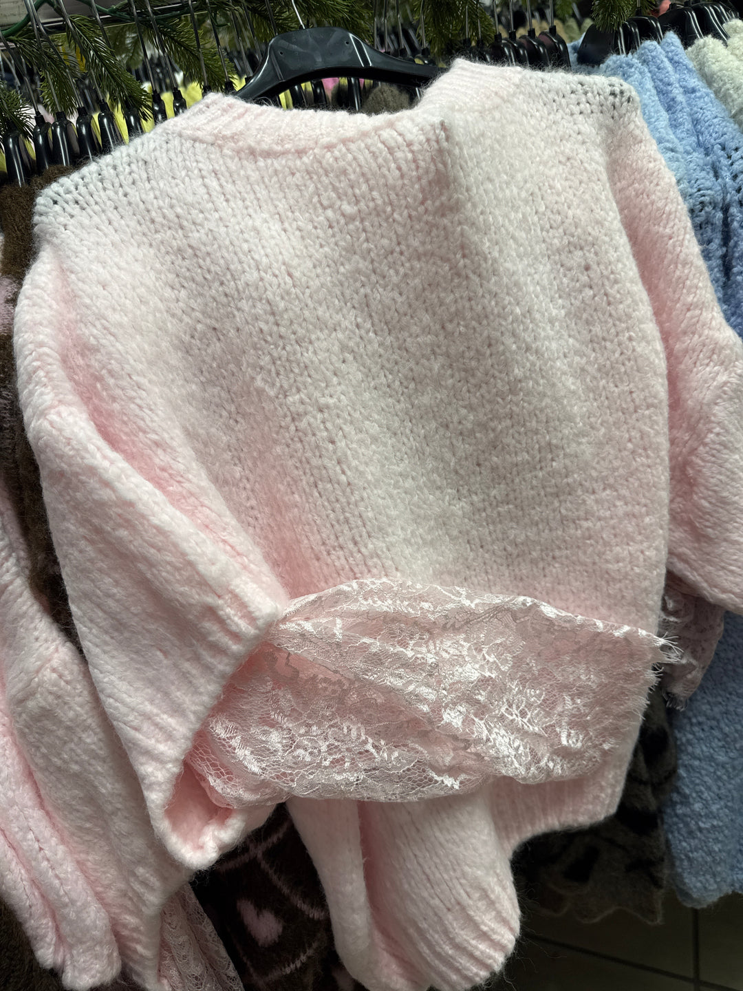 KURZARM PULLOVER mit Spitze - versch. Farben