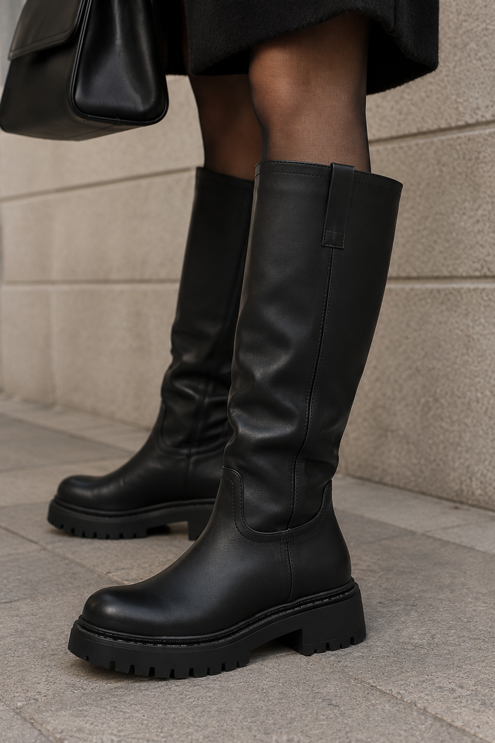 BASIC LEDEROPTIK STIEFEL - schwarz