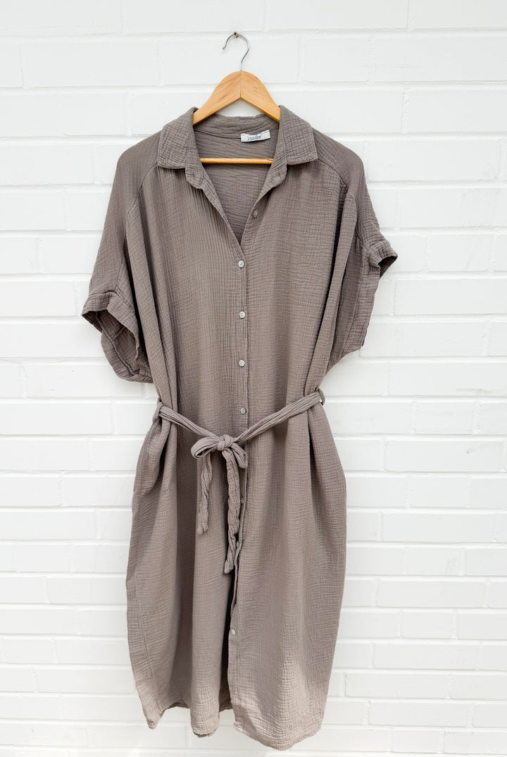 LANGES MUSSELIN BLUSENKLEID CORINNA - versch. Farben