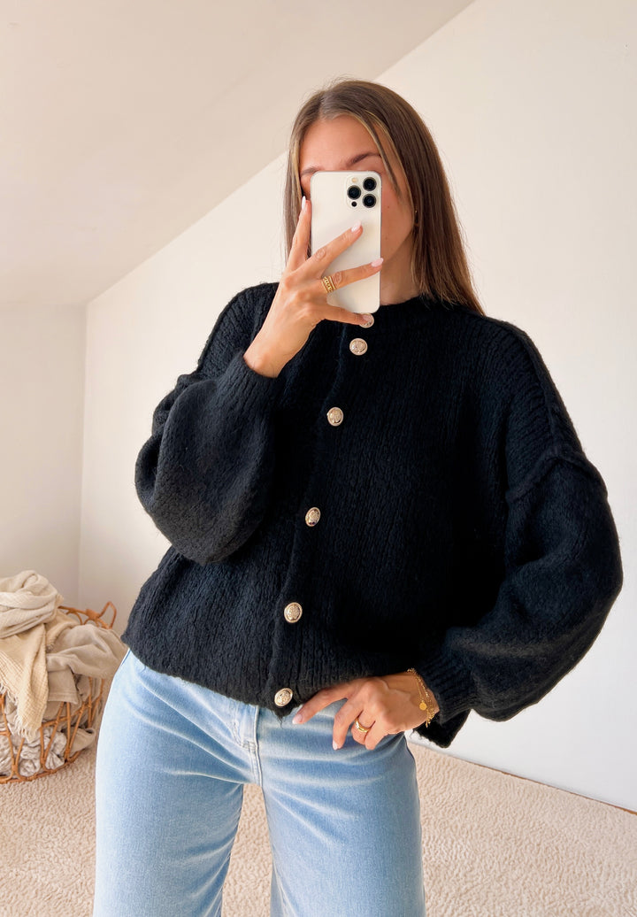 KURZE STRICKJACKE MAIRA - schwarz