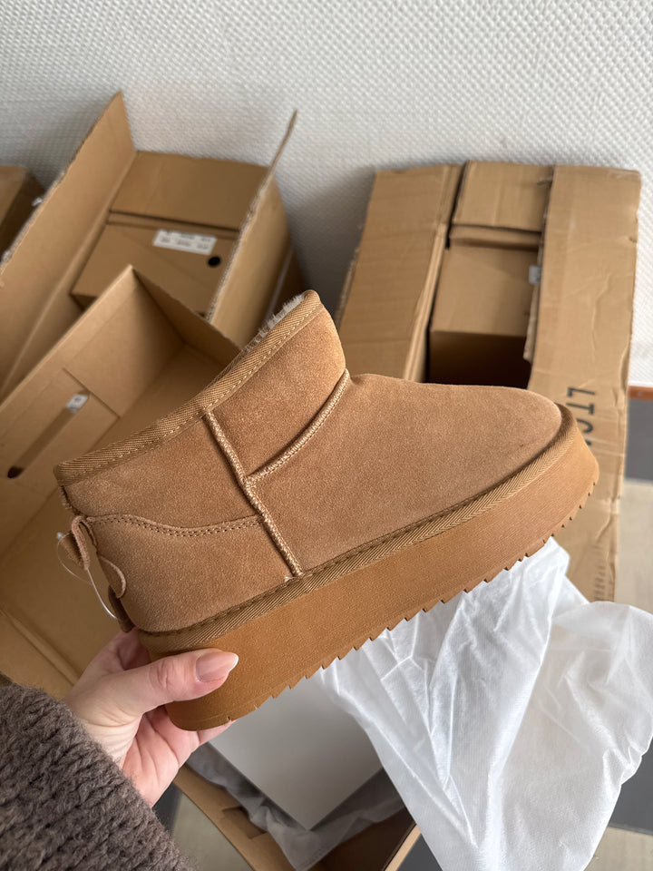 PLATEAU LEDER BOOTS - camel