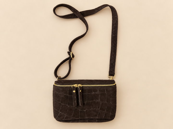 MINI KROKO CROSSBODY BAG in Wildleder
