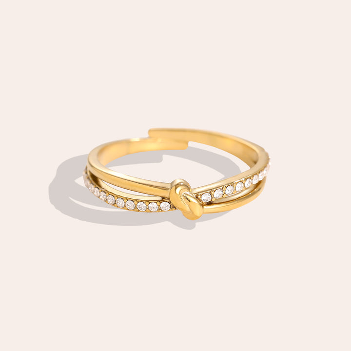 SMALL KNOT DIAMOND RING - vergoldet - Edelstahl