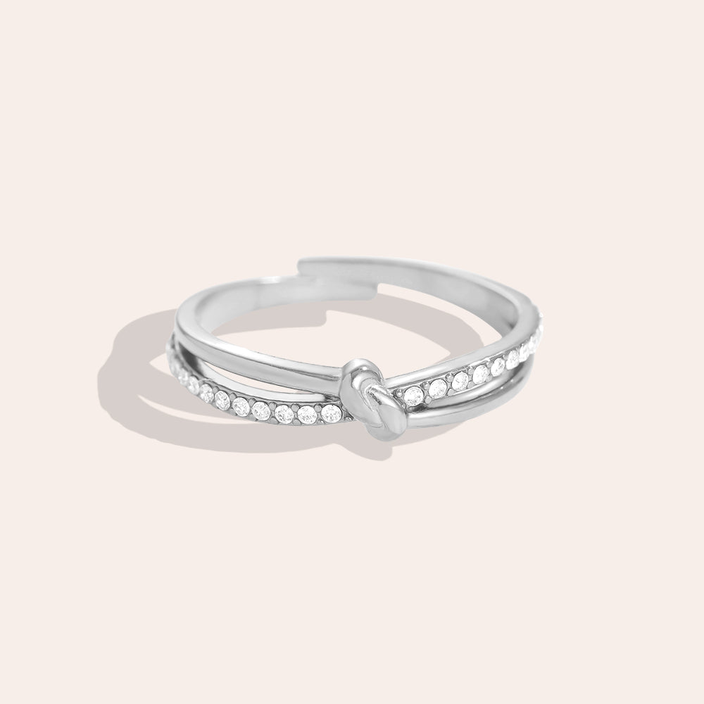 SMALL KNOT DIAMOND RING - vergoldet - Edelstahl