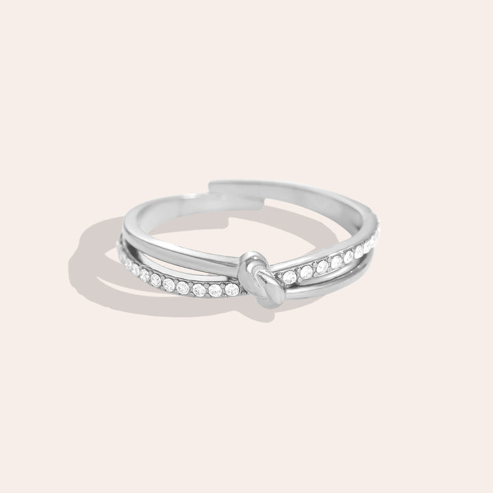 SMALL KNOT DIAMOND RING - vergoldet - Edelstahl