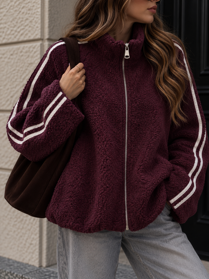 LOCKERE BOUCLE JACKE mit Streifen - versch. Farben