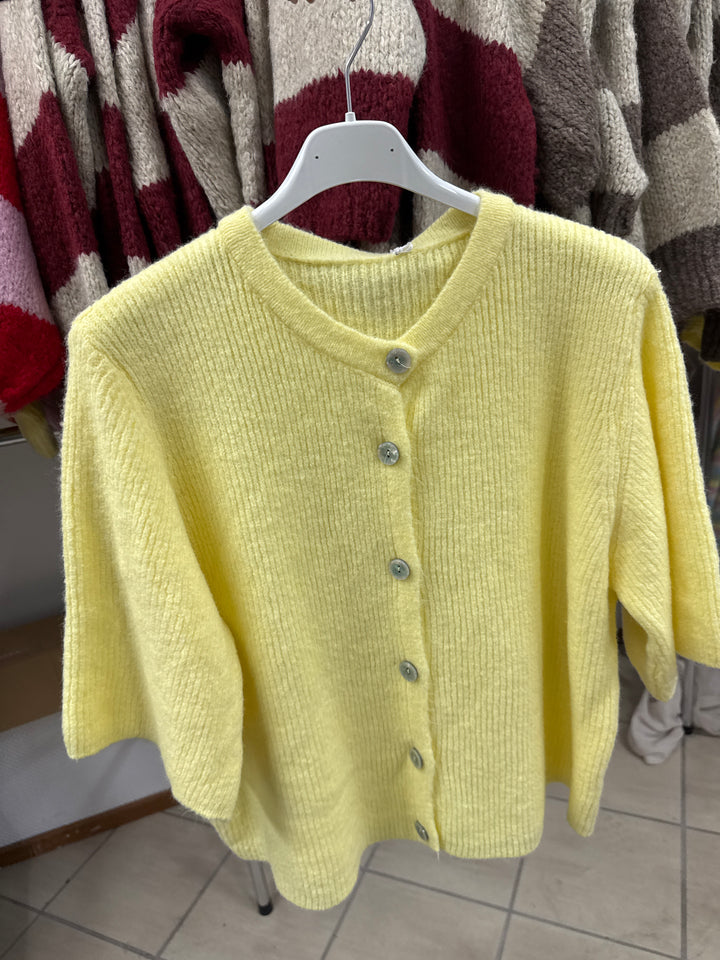 KURZARM STRICKJACKE LIZ - gelb