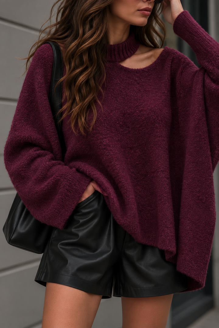 STRICKPULLOVER mit Cut Out - versch. Farben
