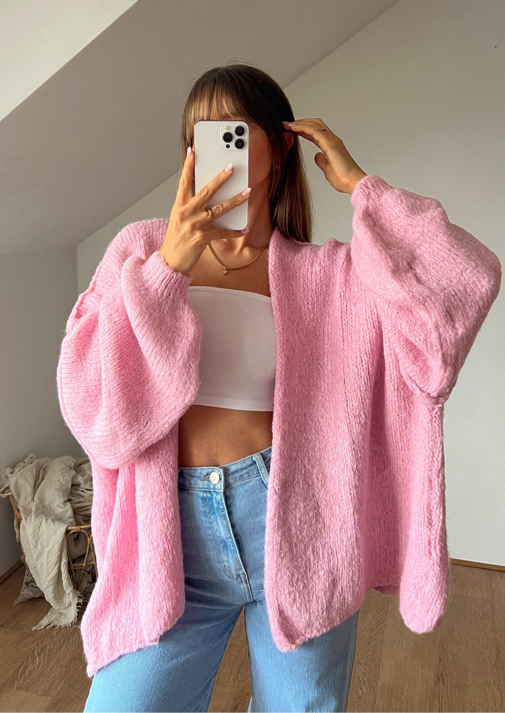 OVERSIZE STRICKJACKE MELLO- rosa
