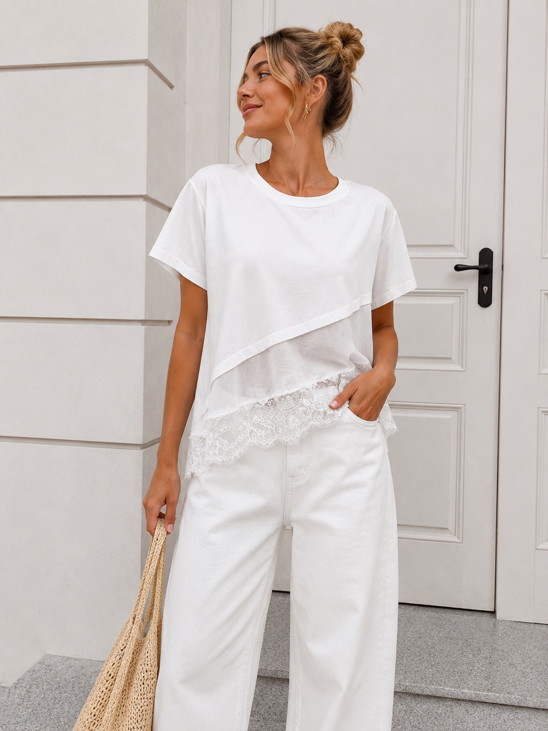 T-SHIRT JULE mit Spitze - versch. Farben