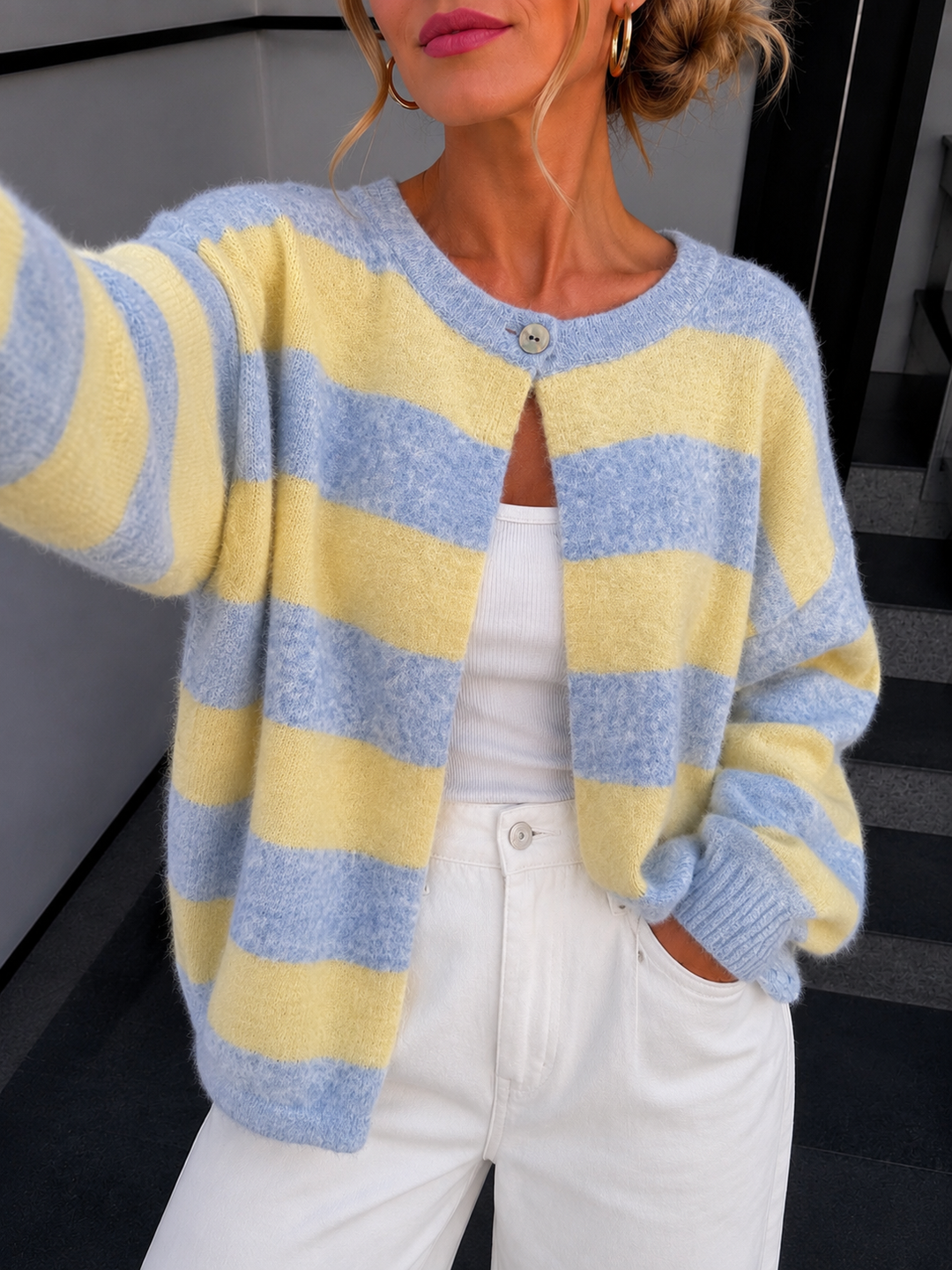 STREIFEN STRICKJACKE SHELLY - versch. Farben