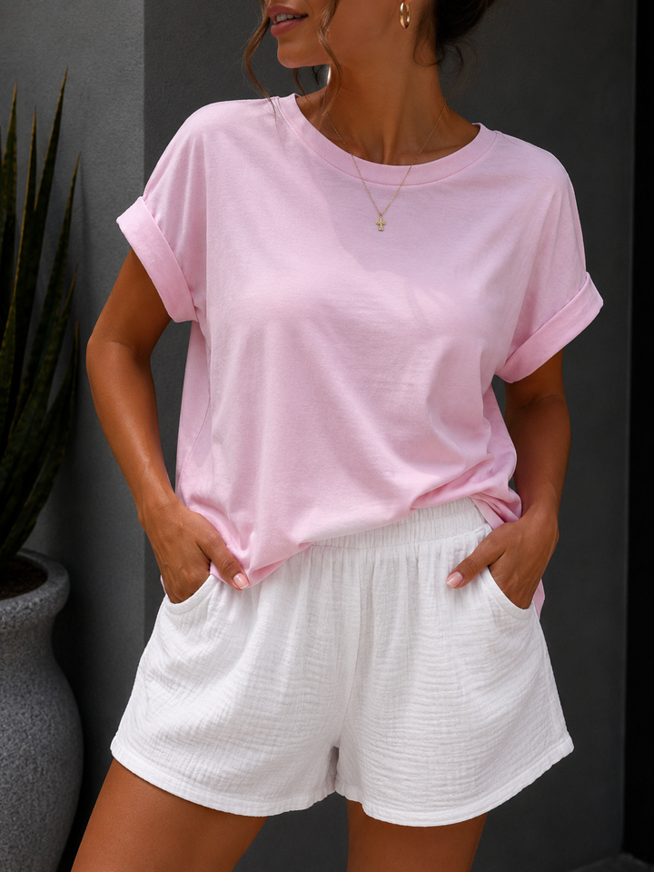 BASIC RUNDHALS T-SHIRT INES - versch. Farben