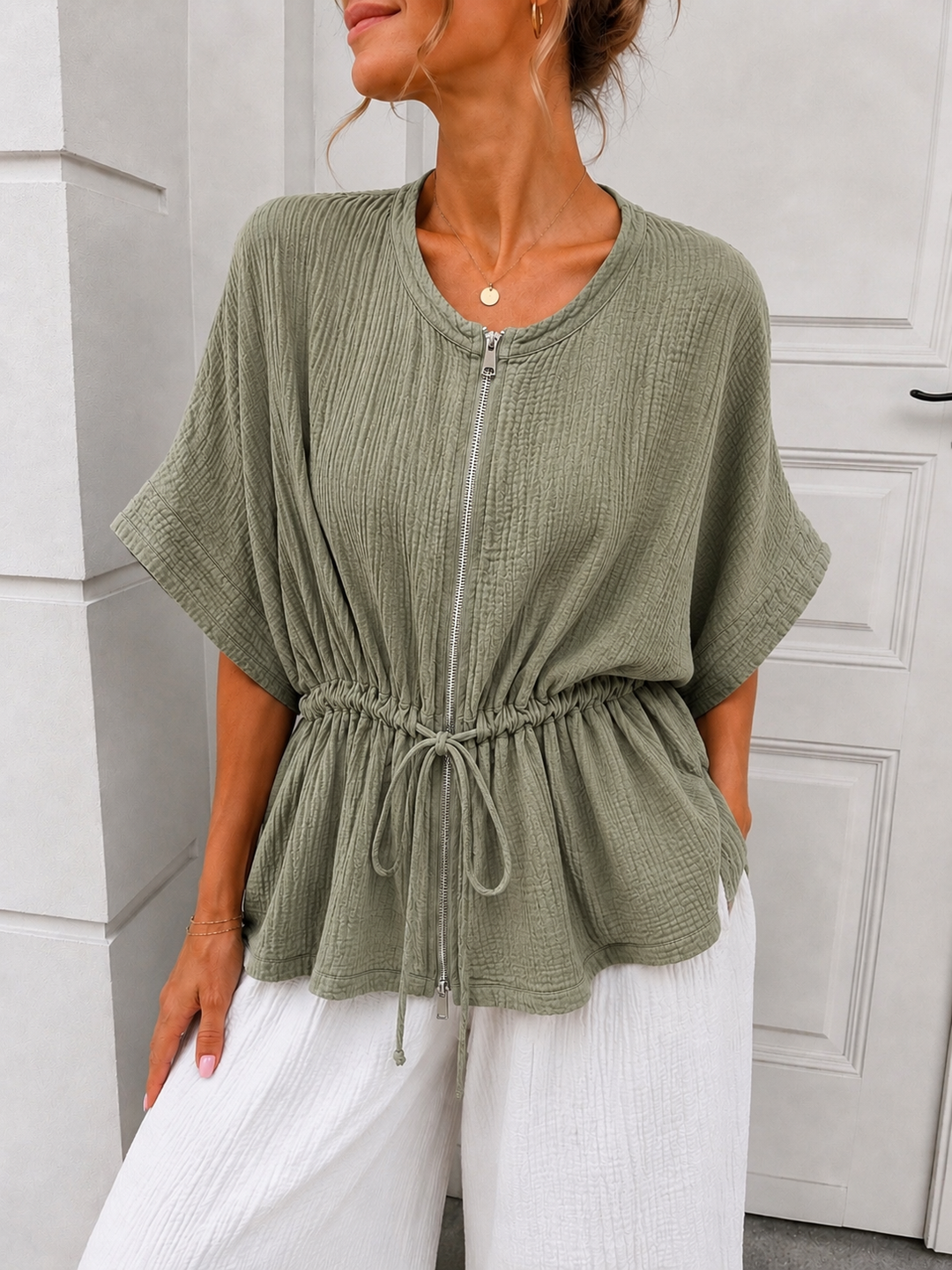 KURZARM MUSSELIN JACKE - versch. Farben