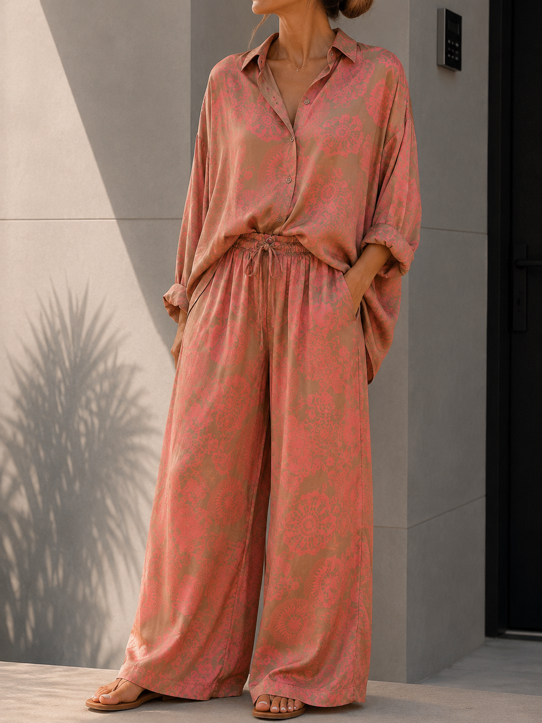 SATINOPTIK FLORAL BLUSE - versch. Farben