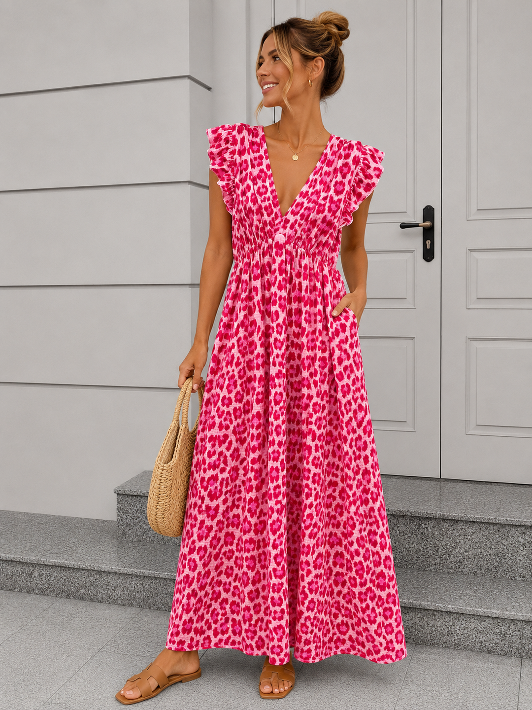 LANGES LEO MUSSELIN KLEID KATE - versch. Farben