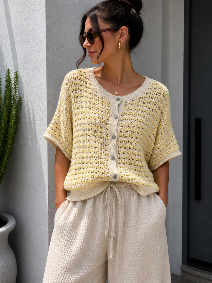 KURZARM STREIFEN STRICKJACKE - versch. Farben