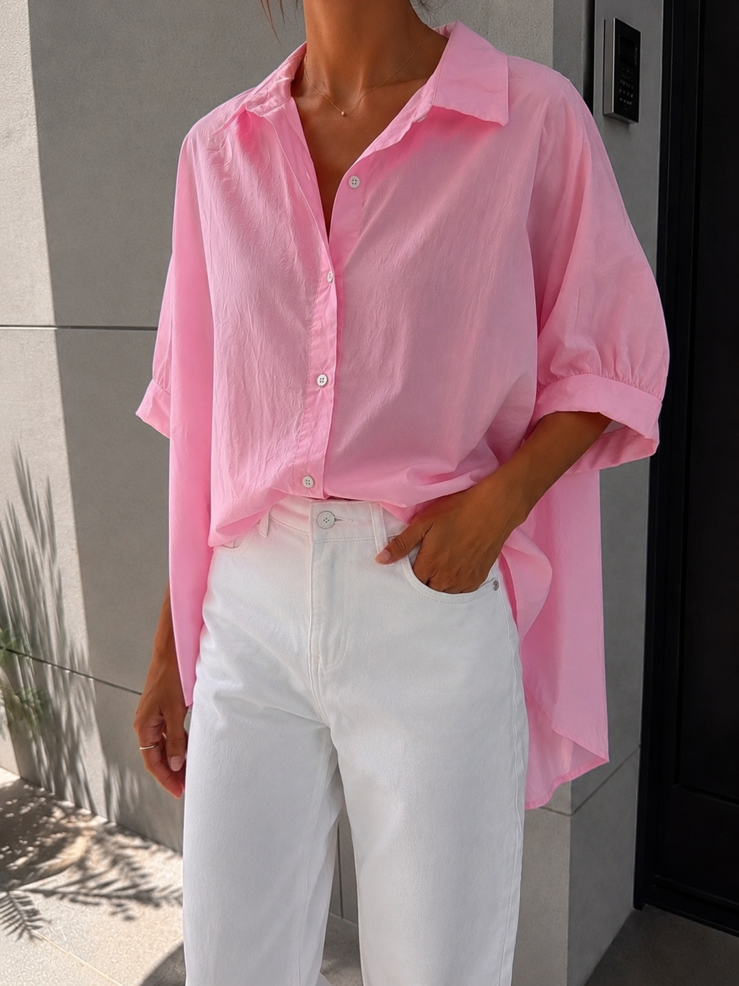 OVERSIZE KURZARM BLUSE CATTA - versch. Farben