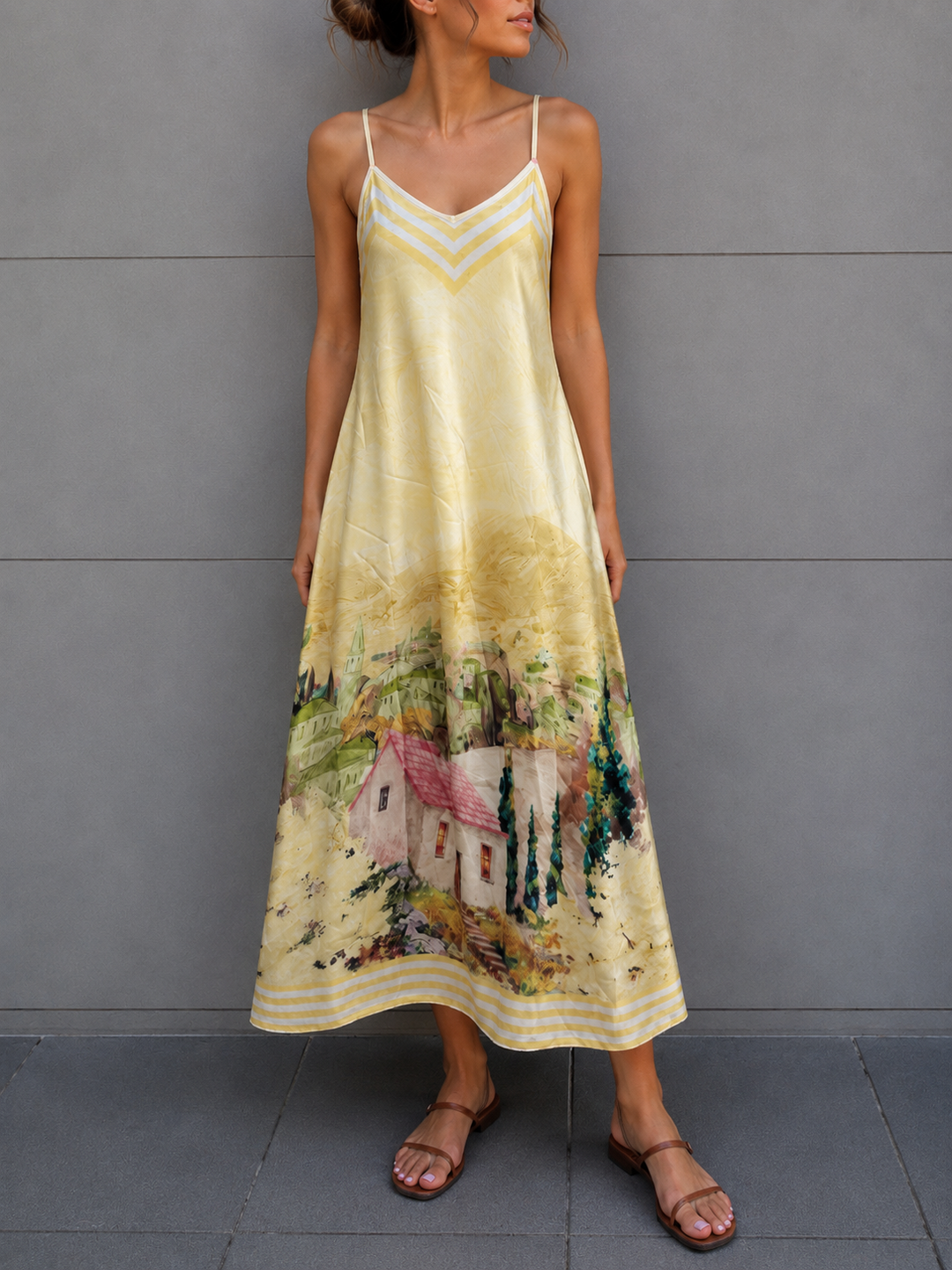 SATINOPTIK TRÄGERKLEID BELLA - gelb