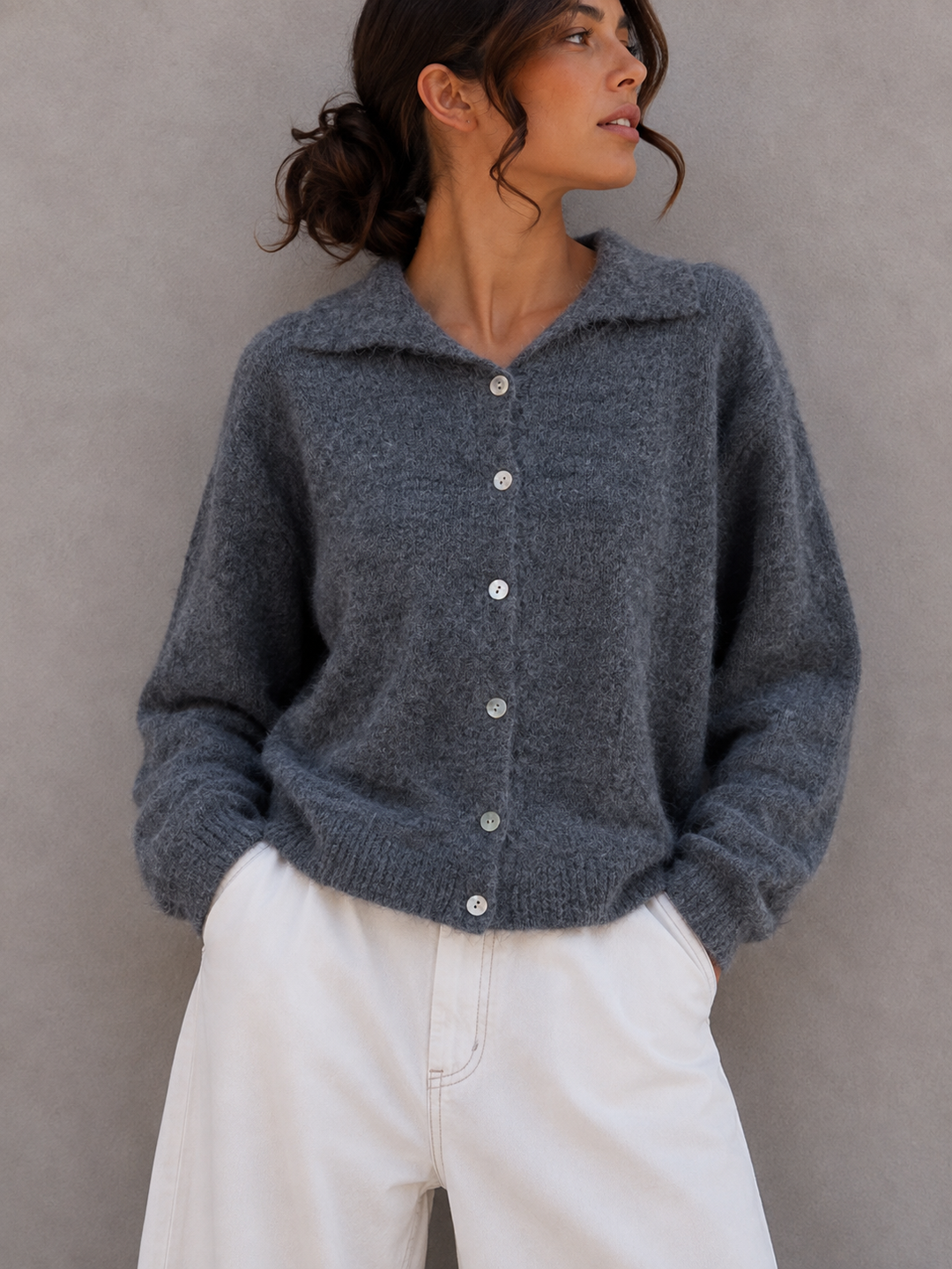 STRICKJACKE mit Kragen - versch. Farben