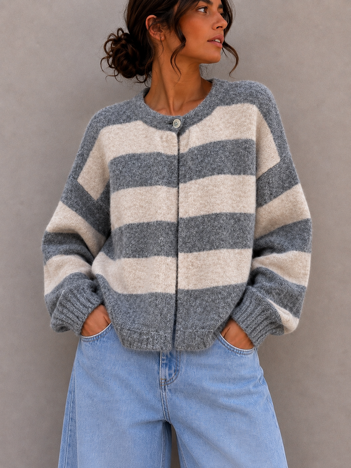 STREIFEN STRICKJACKE SHELLY - versch. Farben