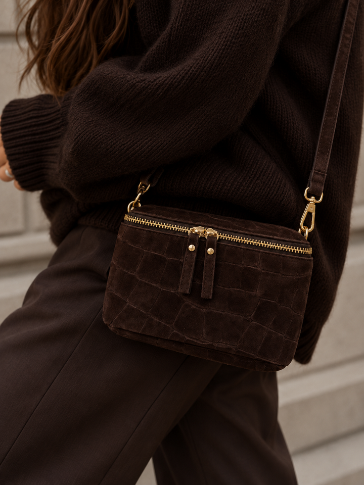 MINI KROKO CROSSBODY BAG in Wildleder