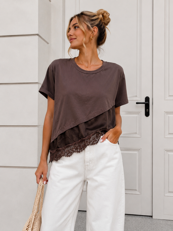 T-SHIRT JULE mit Spitze - versch. Farben