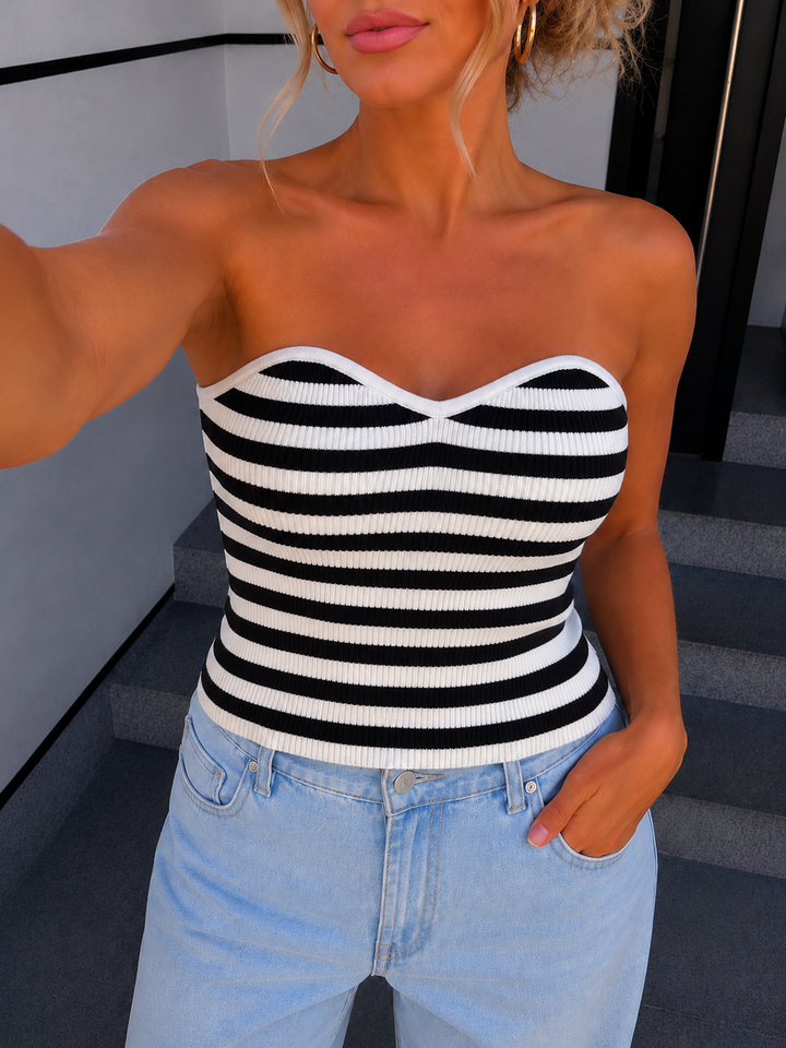 OFF SHOULDER STRIPE TOP - Versch. Farben