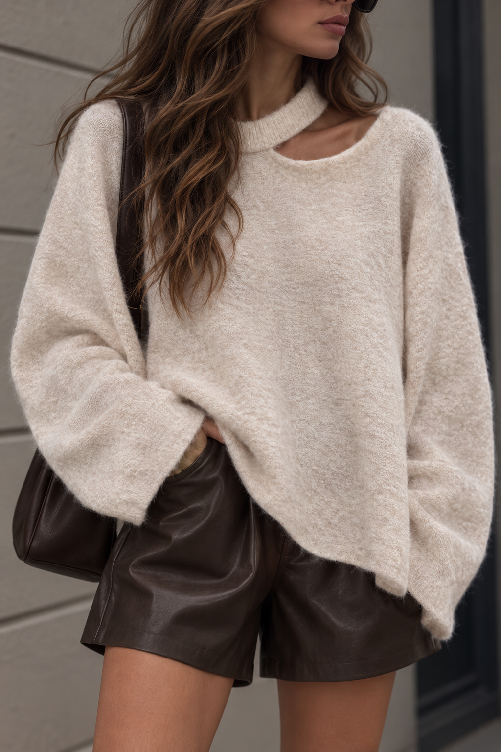 STRICKPULLOVER mit Cut Out - versch. Farben