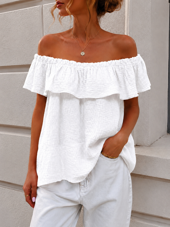 OFF SHOULDER MUSSELIN BLUSE - versch. Farben