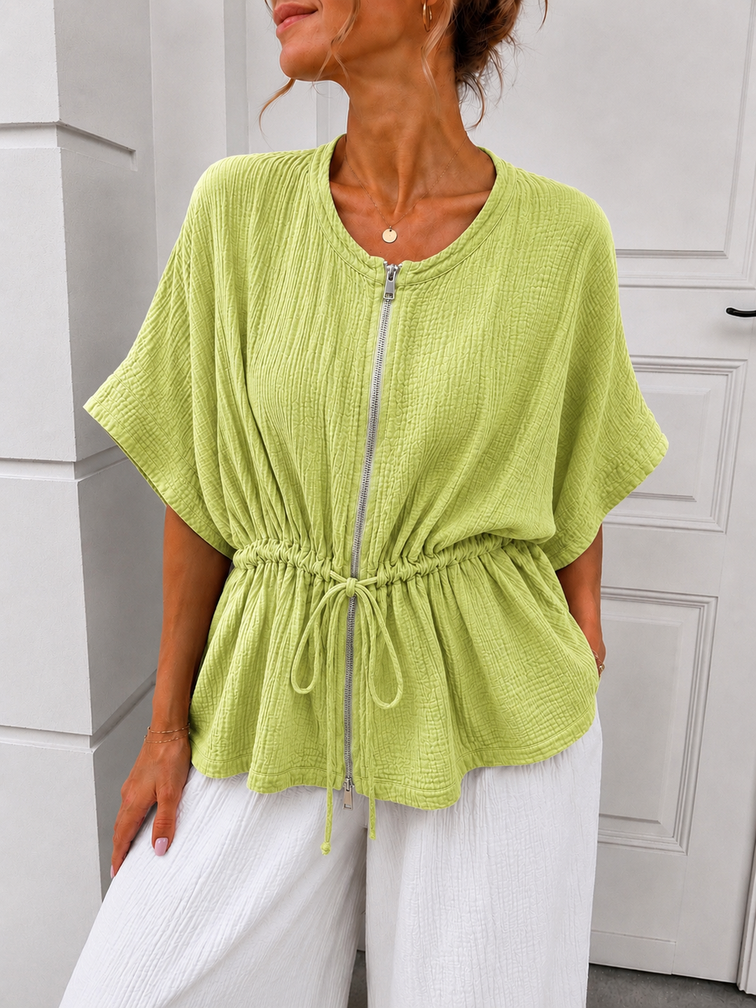 KURZARM MUSSELIN JACKE - versch. Farben