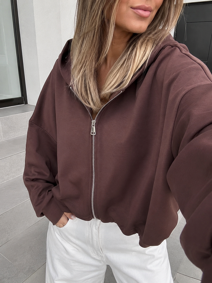 SWEATJACKE mit Raffung - versch. Farben