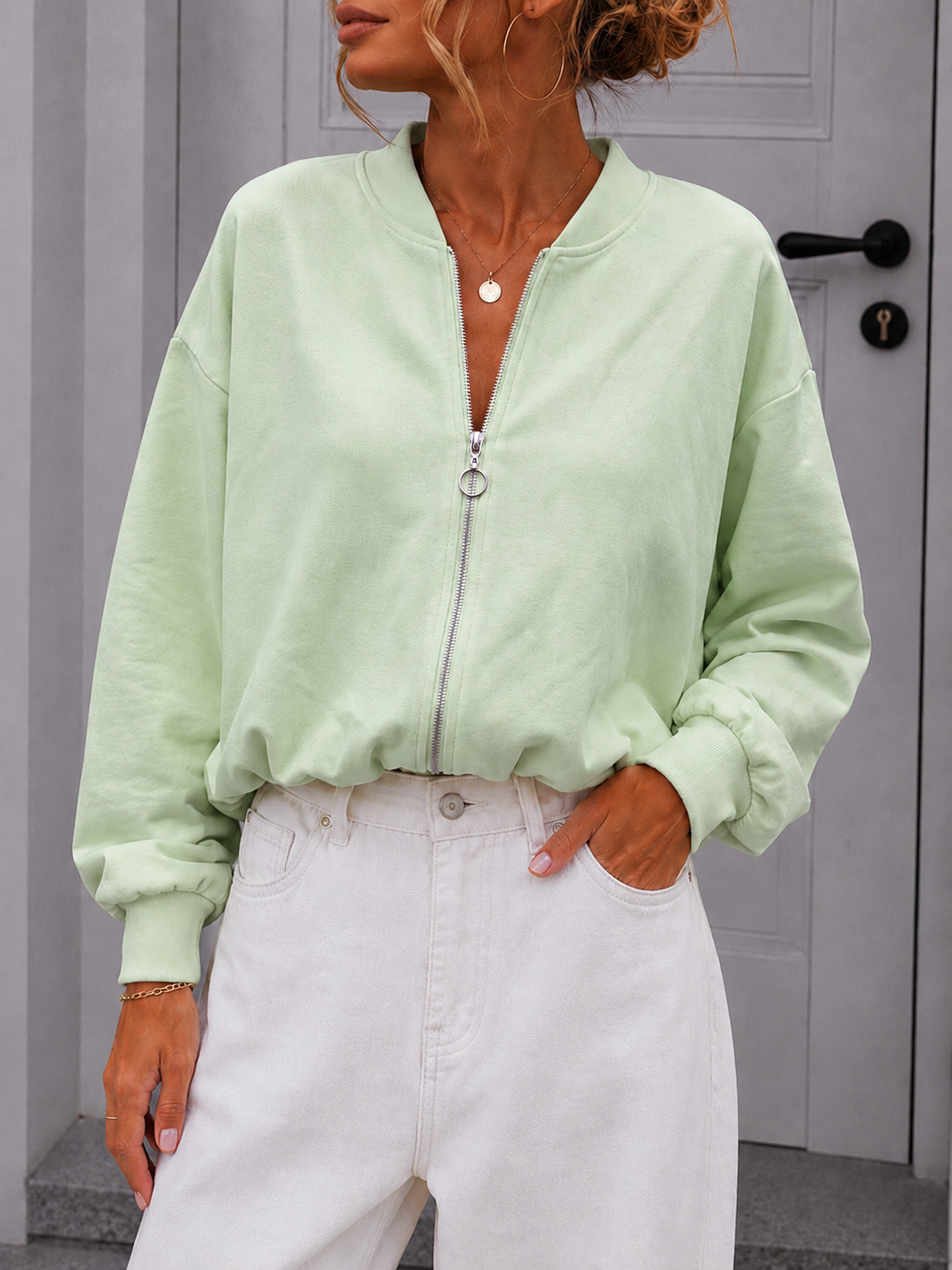SWEATJACKE KELLY mit Raffung - versch. Farben
