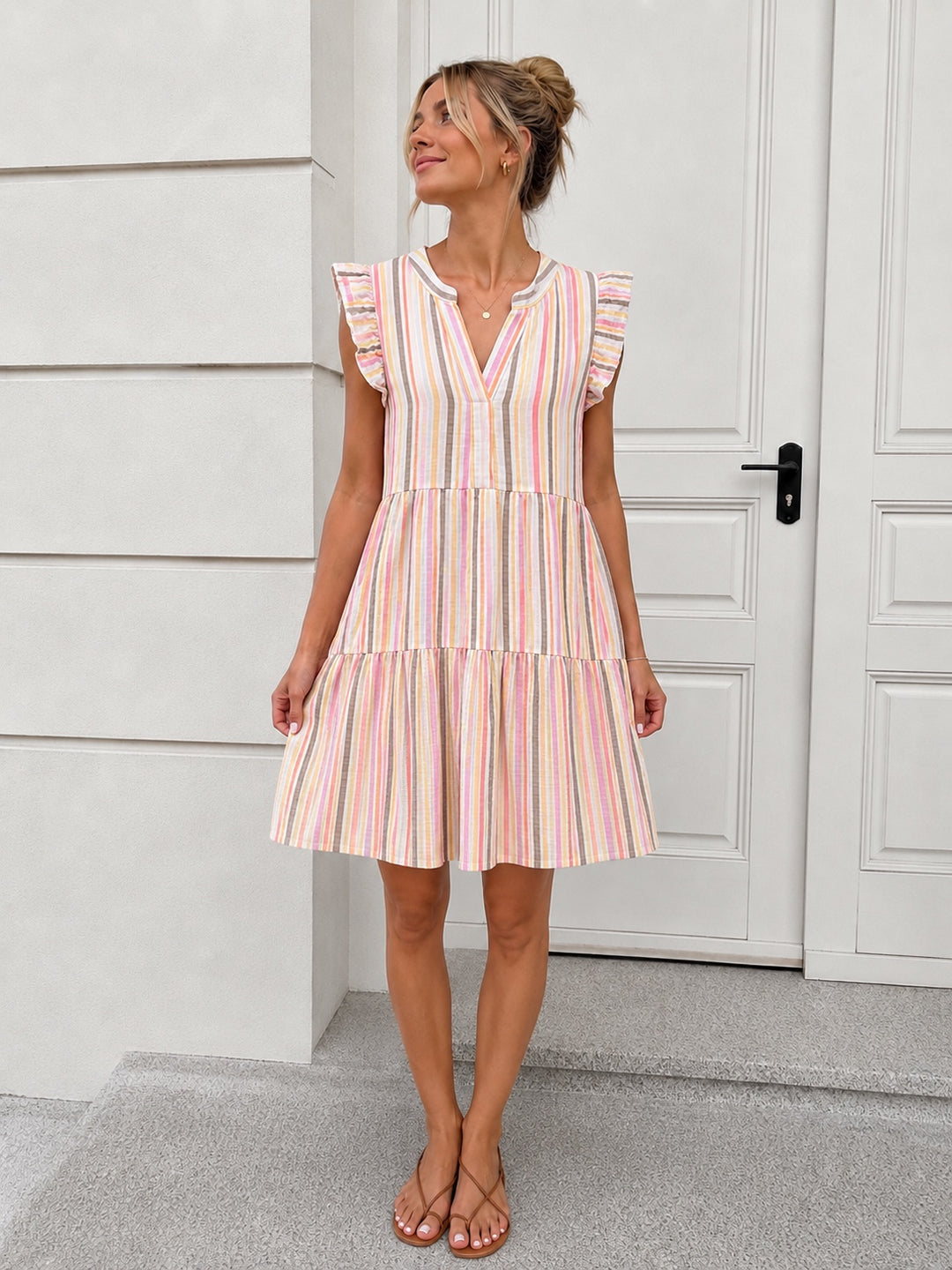 CANDY STREIFEN MUSSELIN KLEID
