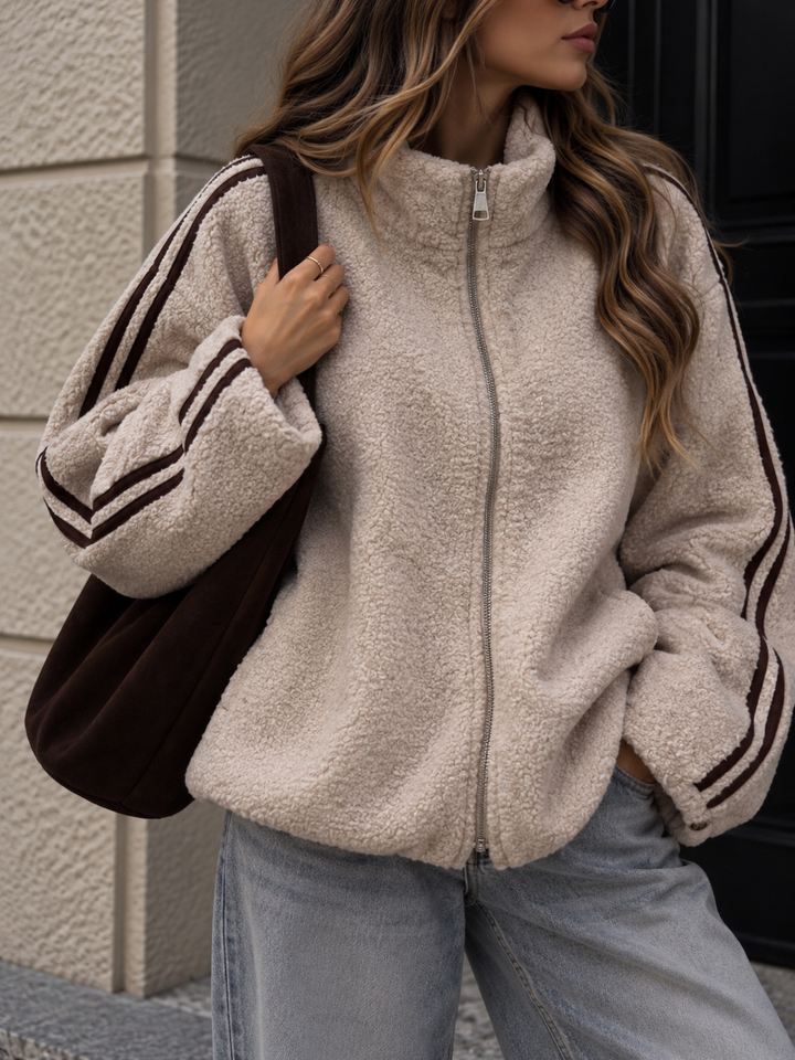 LOCKERE BOUCLE JACKE mit Streifen - versch. Farben