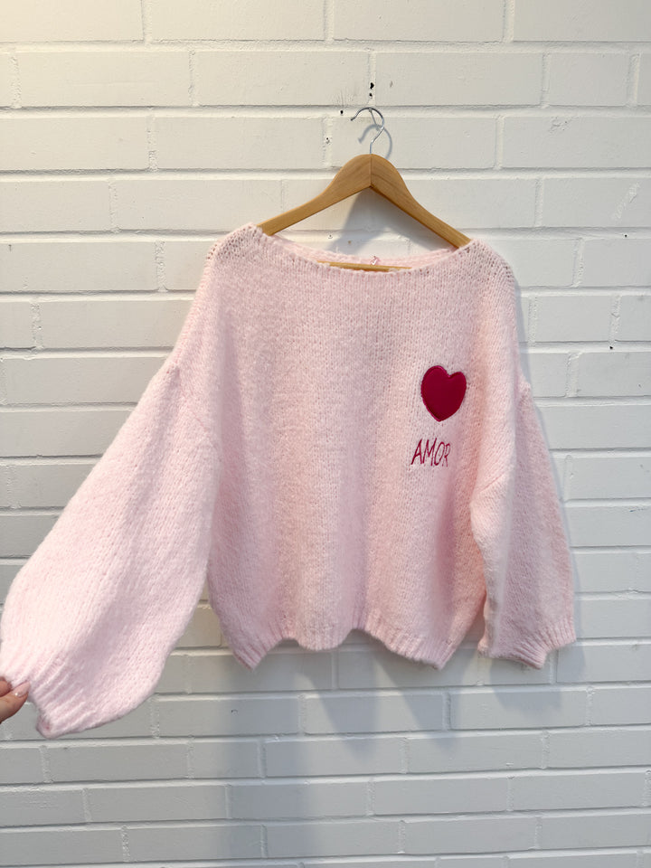 STRICKPULLOVER AMOR Herz - versch. Farben